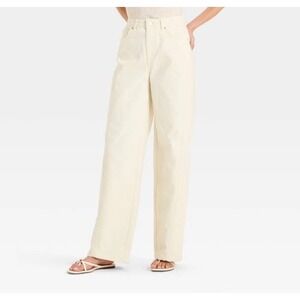 Women's 0 Mid-Rise Relaxed Fit Wide Leg Distressed Jeans Future Collective White